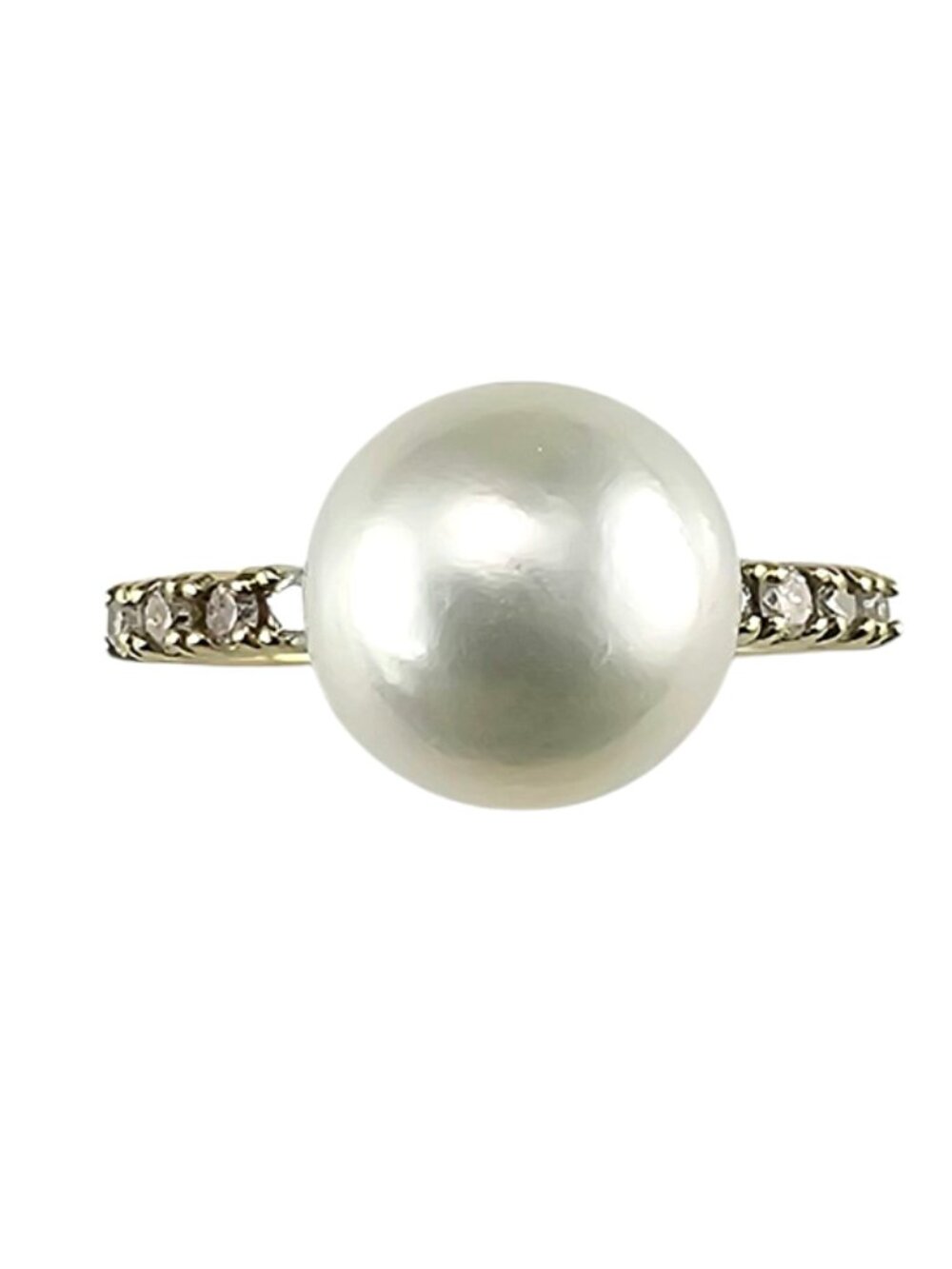 14K Yellow Gold Pearl and Diamond Ring Size 7 #25121